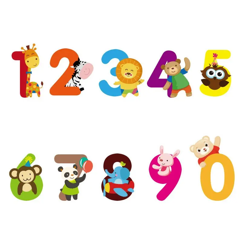 

1 Set 3.3" x 3.5" Cute PVC Numbers Animals Wall Sticker Children Bedroom Baby Room Removable Reusable Home Decor ETQT0027