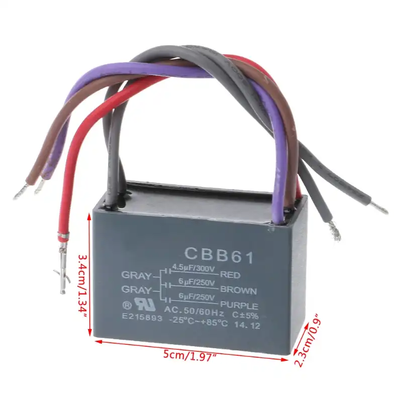 Cbb61 Ceiling Fan Capacitor 4 5uf 6uf 6uf 5 Wire 250v 5 Speed