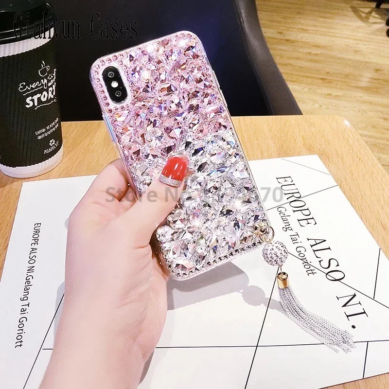 

Bling Crystal Diamond All-inclusive Tassel gift shell For HUAWEI honor 4A 4X 5 5C 5X 6A 6X 6plus 7 7I 8 7X V8 9 V9 phone Case