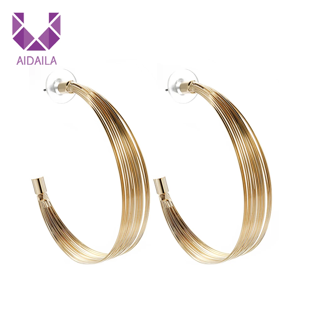 

Big Hyperbole Hoop Earrings Layer Circle Round Earrings Classic Round Silver Gold Circle Women Jewelry Accessory Layers Punk