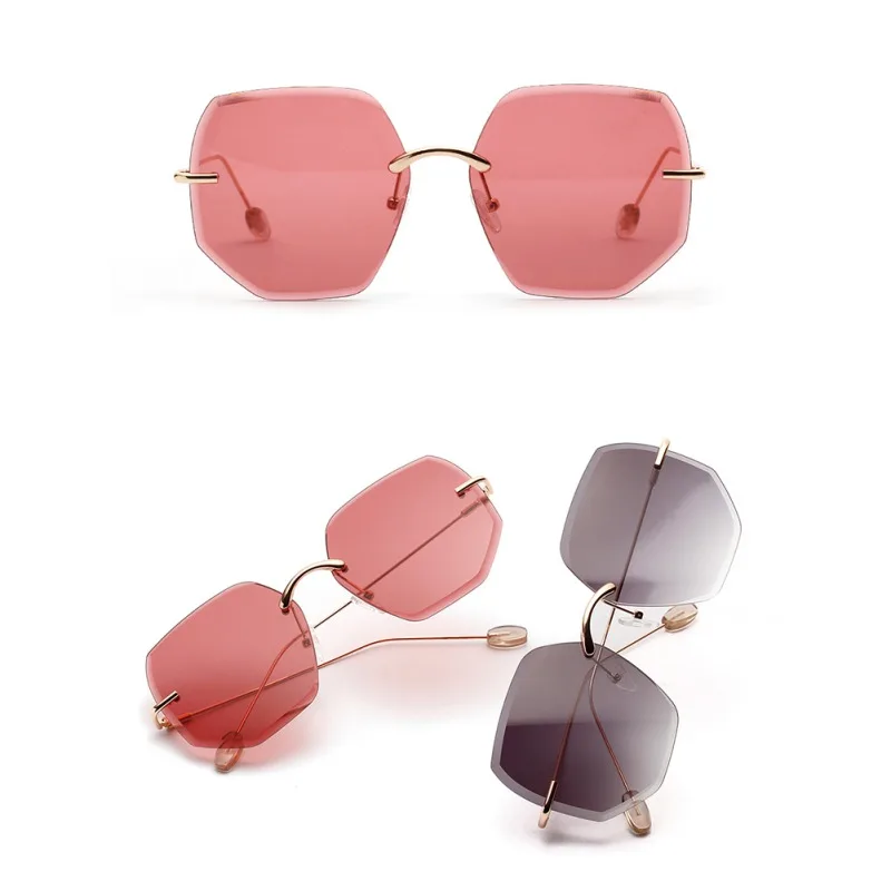 

Polygonal Sunglasses 2019 Fashion Metal Frame Ocean Color Crystal Lens Womens Luxury Sunglasses Brand Designer for Women