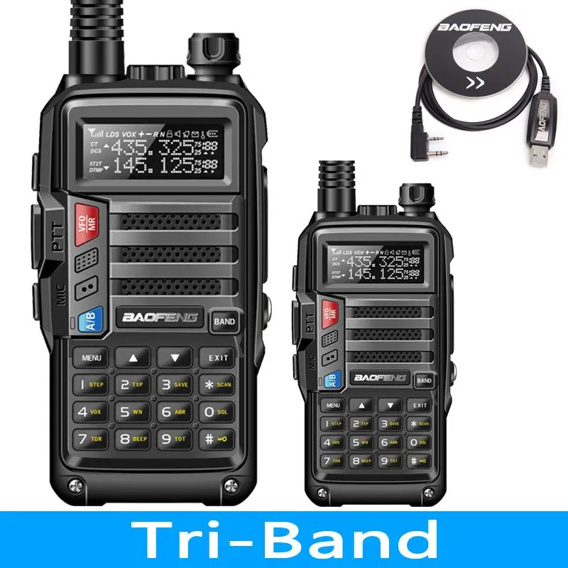 2 шт трехдиапазонное радио BaoFeng UV-S9 8 Вт Высокая мощность 136-174 МГц/220-260 МГц/400-520 МГц портативная рация Любительская портативная двухсторонняя рация - Цвет: add usb cable 2