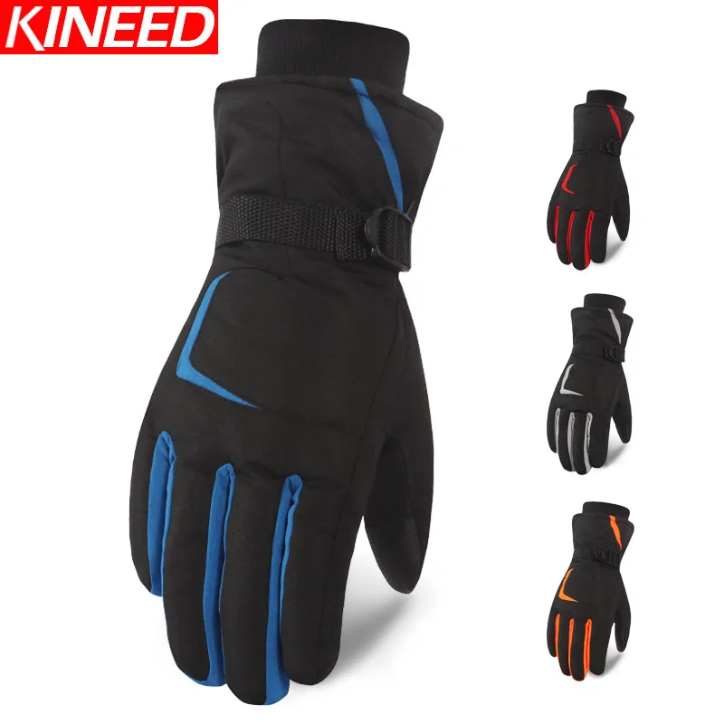 Зимние велосипедные перчатки KINEED, мотоциклетные перчатки, ветрозащитные зимние теплые лыжные перчатки для сноуборда, мужские и женские непромокаемые перчатки для горных лыж