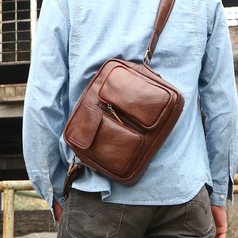 AETOO The first layer of leather Messenger bag leather male leather skin shoulder bag Japanese large capacity backpack postman p