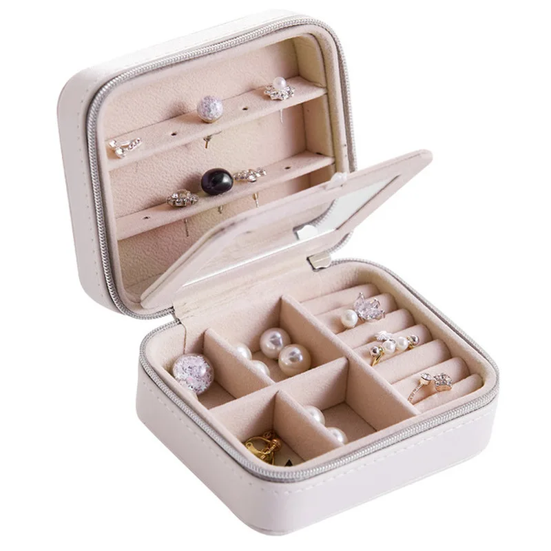 

Fashion Travel Protable Small Leather PU Jewelry Storage Box Ring Box Jewellery Organizer Gift Boxes for Jewellery Trinket Box