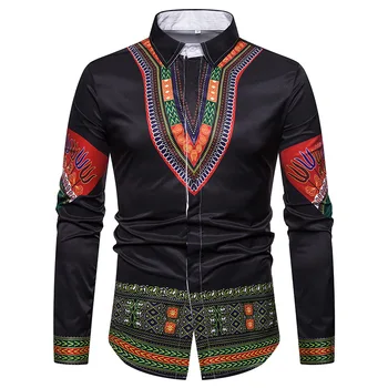 

Men Shirt African Clothes 2018 Traditional African Dashiki Mens Dress Shirts Slim Long Sleeve Social Shirt Male Camisa Hombre