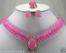 

fine Lovely Wonderful word Pink gem Ring Stud Earrings Necklace Pendant sets AAA gem women's jewelry
