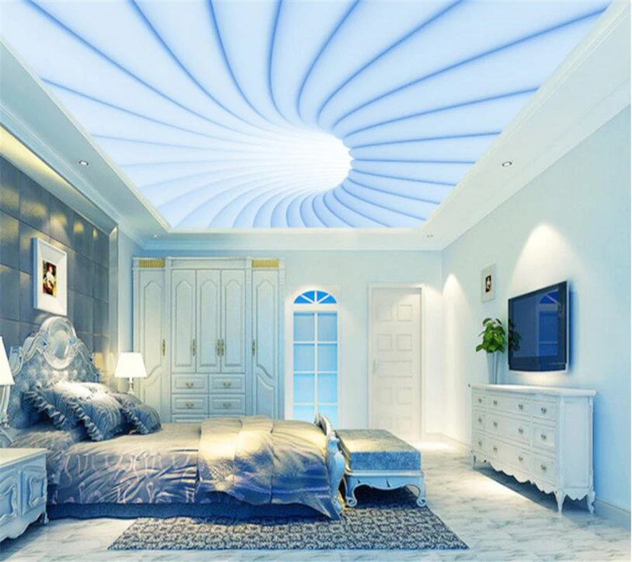 Us 12 98 41 Off Beibehang Custom Large Wall Paper Villa Living Room Ceiling Wallpaper Modern Abstract Swirl Ceiling Decoration 3d Wallpaper In