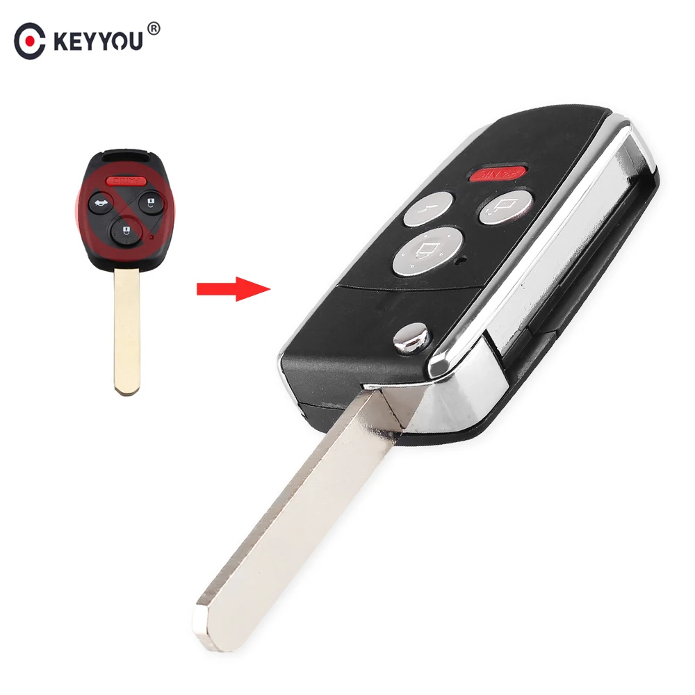 KEYYOU Modified Flip Folding 3+1 Panic 4 Button Remote Key Shell For