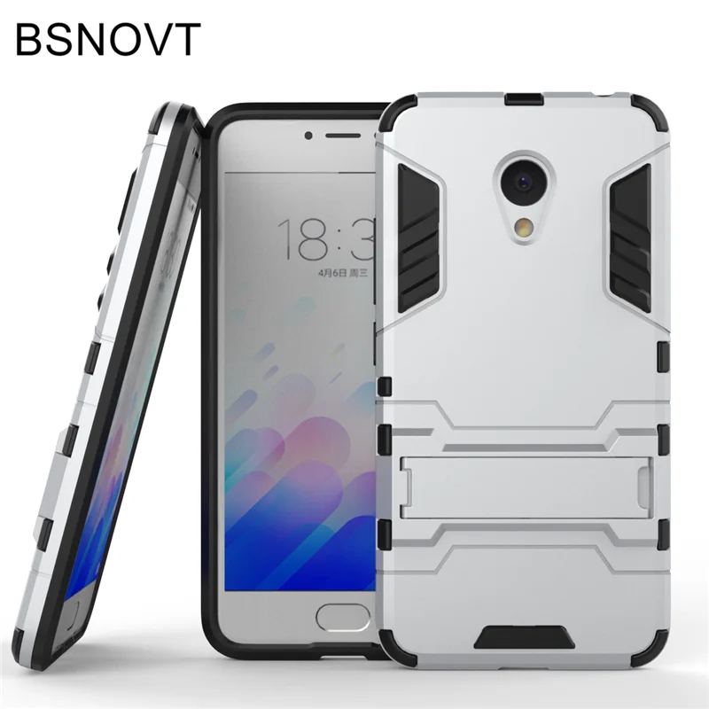 BSNOVT для Meizu M3 Note силиконовый чехол+ пластиковая подставка чехол для Meizu M3 Note держатель Fundas 5," < - Цвет: silver