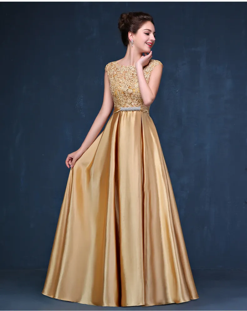 Sequin Long Gold Evening Dresses 2016 New Arrival Women elegant golden ...