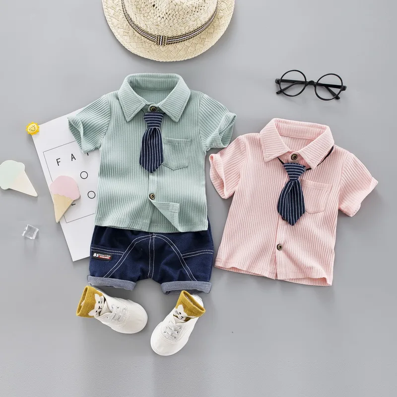 

Boys Tie Gentleman Suits Newborn Baby Boy Clothes Set Striped Children Clothing For Summer Baby Boy Clothing Set