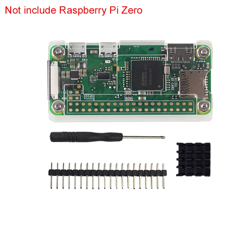 

4 in 1 Raspberry Pi Zero W Case Acrylic Cover Shell + Aluminum Heat Sink +GPIO 40 Pin Connector + Screwdriver for RPI Zero Pi0