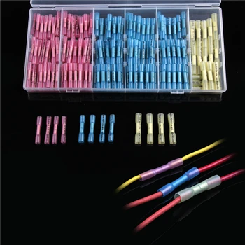 

200PCS Insulated Heat Shrink Butt Terminals Connectors Electrical Wire Splice Terminals Connectors Assortment With Box