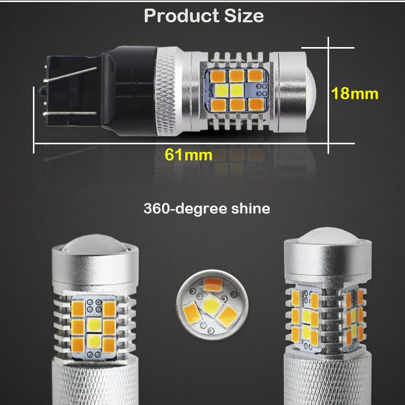 Gtinthebox W21/5 Вт светодиодный 7443 T20 светодиодный 28SMD 3030 светодиодный Белый/янтарный переключатель вождение автомобиля/парковочных огней и сигнал поворота 12 V
