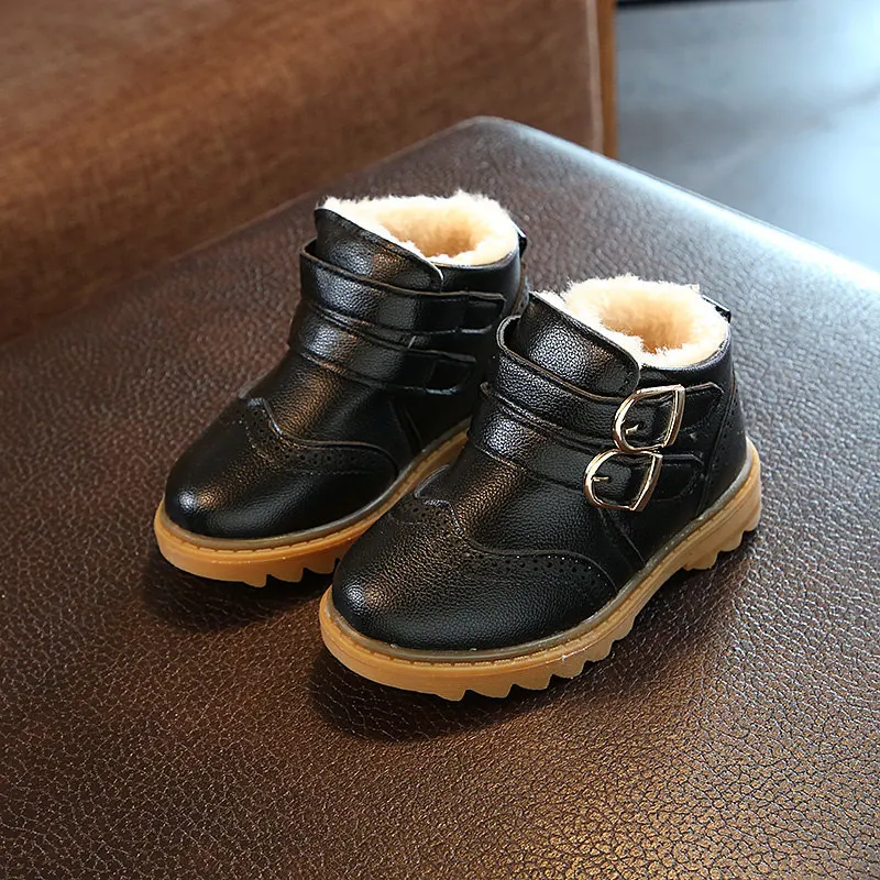 

Spring Winter Toddler Baby Ankle Boots British Style Classical Children Winter Boots PU Leather Soft Anti-skid Kids Black Shoes