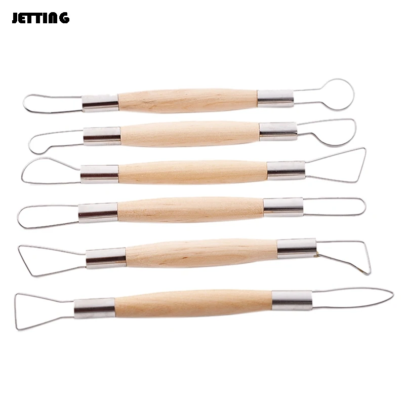 6PCS /lot DIY Craft Set Wooden Handle Pottery Ceramics DIY Tools Set