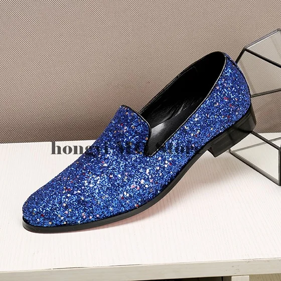 À Novo Loafer Vestido Bling as Dos Homens Lantejoulas Sapatos Color Que Chiqueiro Sapatas Em Salto De Color Mão Showed Deslizamento Casamento Feitos 2018 Alto Festa As pqAwXOdp