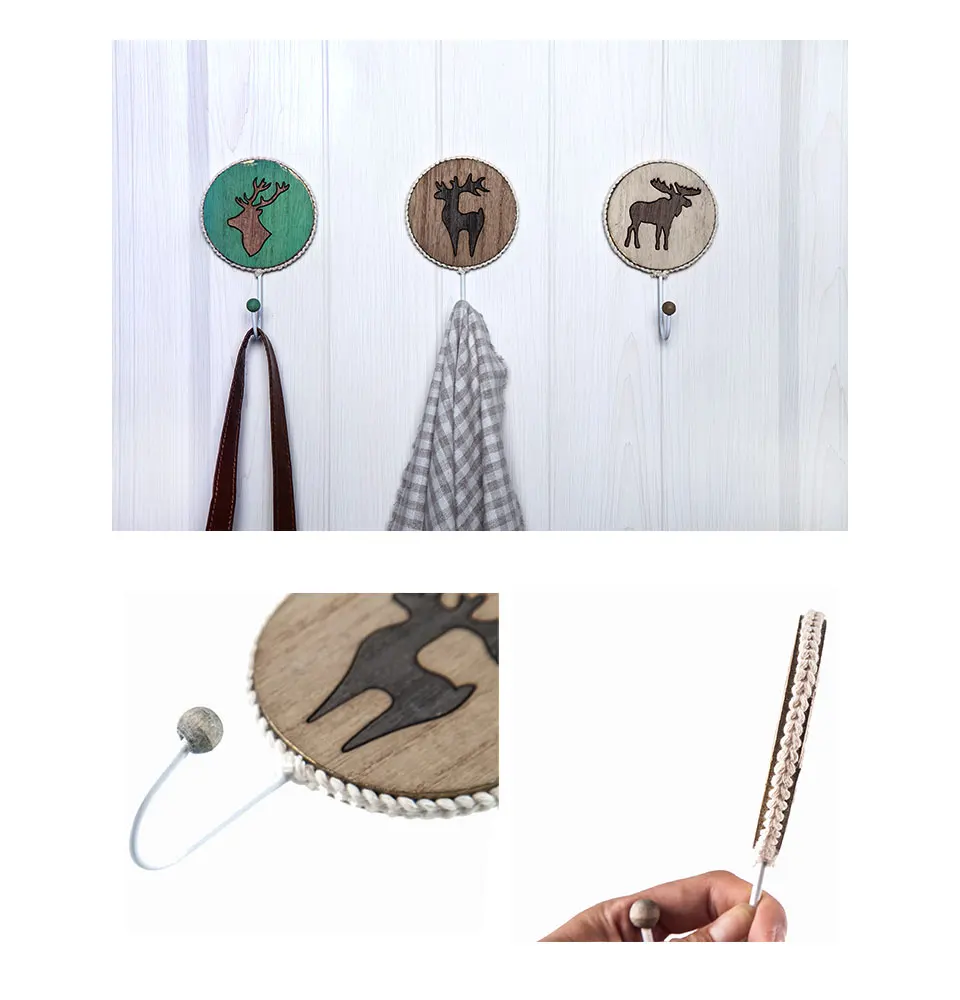 1 шт. металлические деревянные крючки с рисунком лося, настенные двери, вешалка для одежды, кухни, ванной комнаты, нержавеющий крючок для полотенец