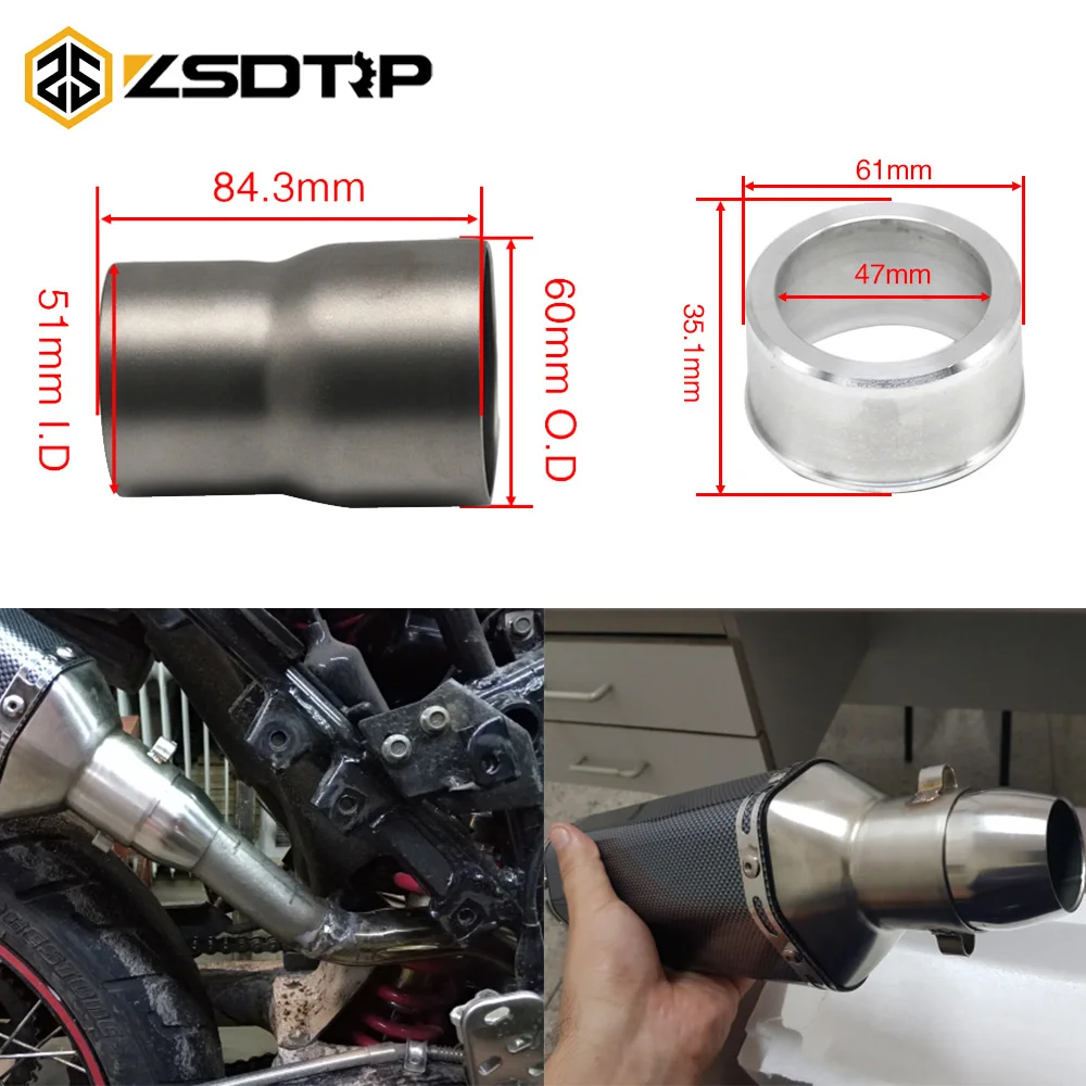 ZSDTRP Universal Stainless Steel Motorcycle Exhaust Pipe Adapters