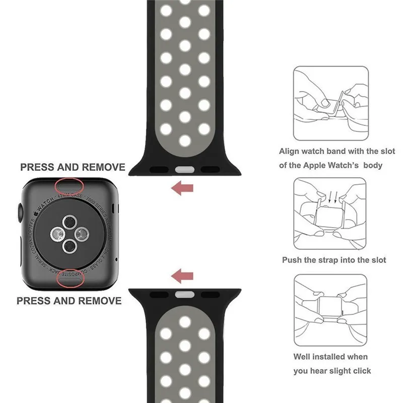 Спортивный ремешок для iWacth 4 44 мм 40 мм силиконовый ремешок для Apple Watch 1 2 3 4 42 мм 38 мм 44 мм 40 мм браслет ремешок+ защита экрана