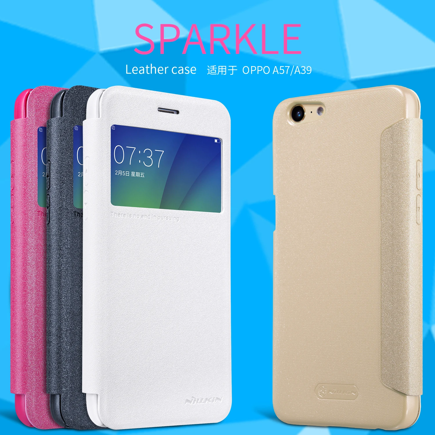 Original NILLKIN NEW PU Leather Sparkle Case For OPPO A39 Inner Magntism Sleep Function Fundas Carcasa Housing Cover |