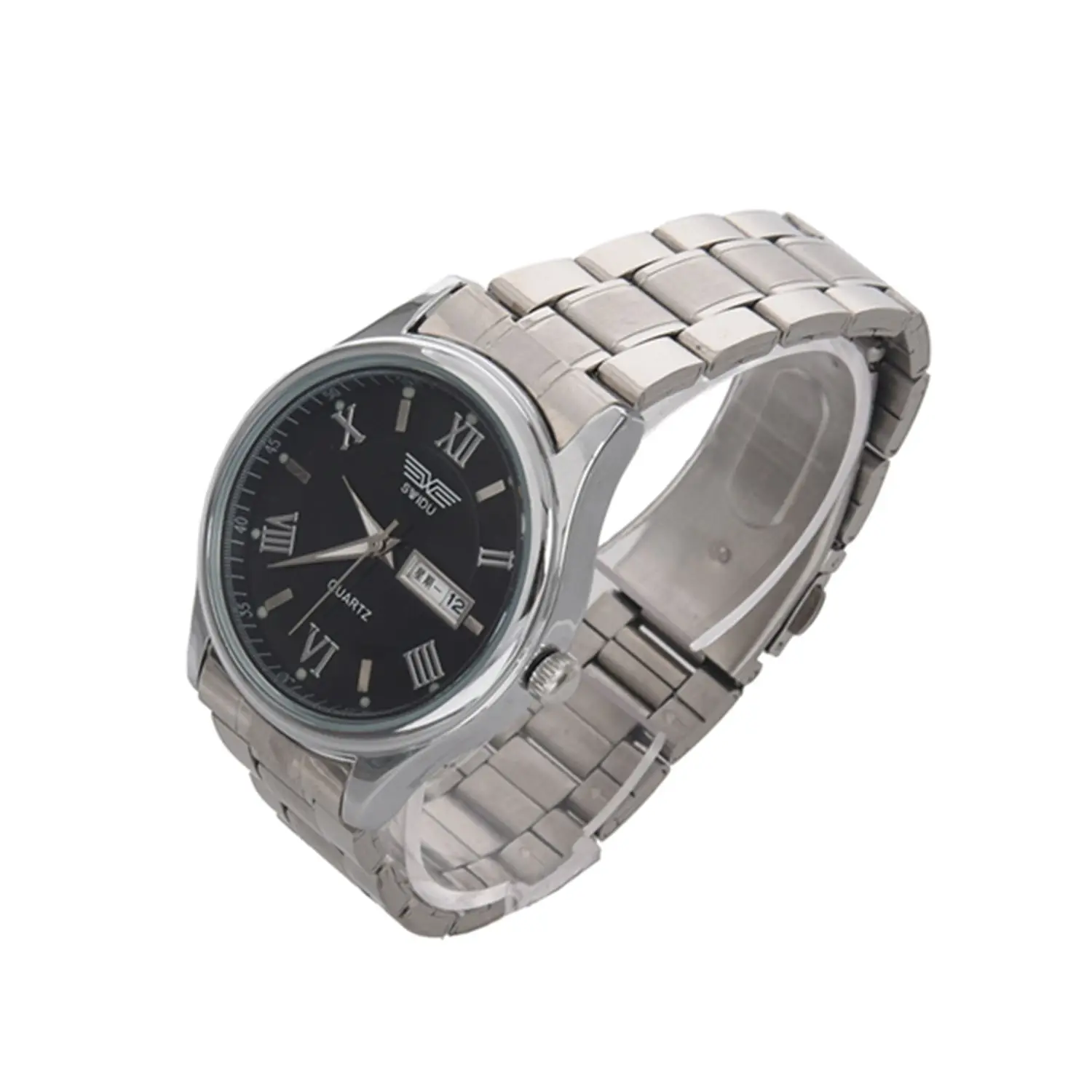 

SWIDU brand mens watches quartz alloy strap double date luminous hands roma scale business casual men clock