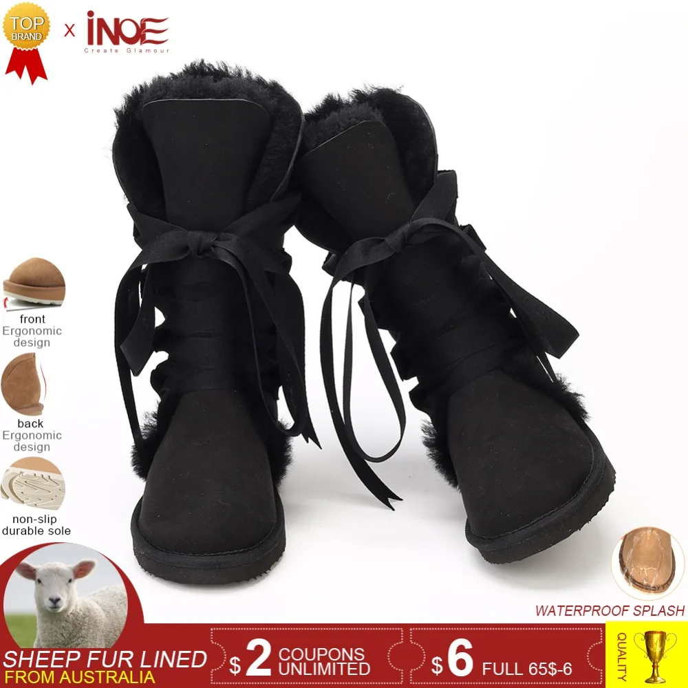 Cuir Blue Chaussures supphire lake sand Pour Up Arc Neige Haute Violet Laine Green Femmes Noeud D'hiver Peau Doublé Fourrure Mode De chestnut Yellow lemon Lace light red Noir Hiver Red Mouton rose En Violet Inoe Black dream Bottes Pink 4cFqT7ST