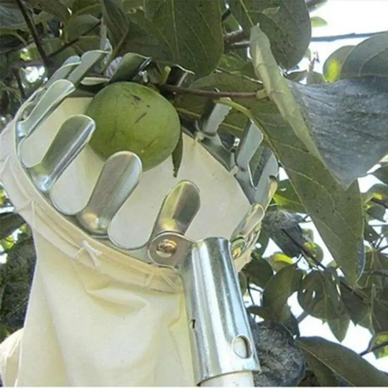 New Metal Fruit Picker Convenient Fabric Orchard Gardening Apple Peach High Tree Picking Tools