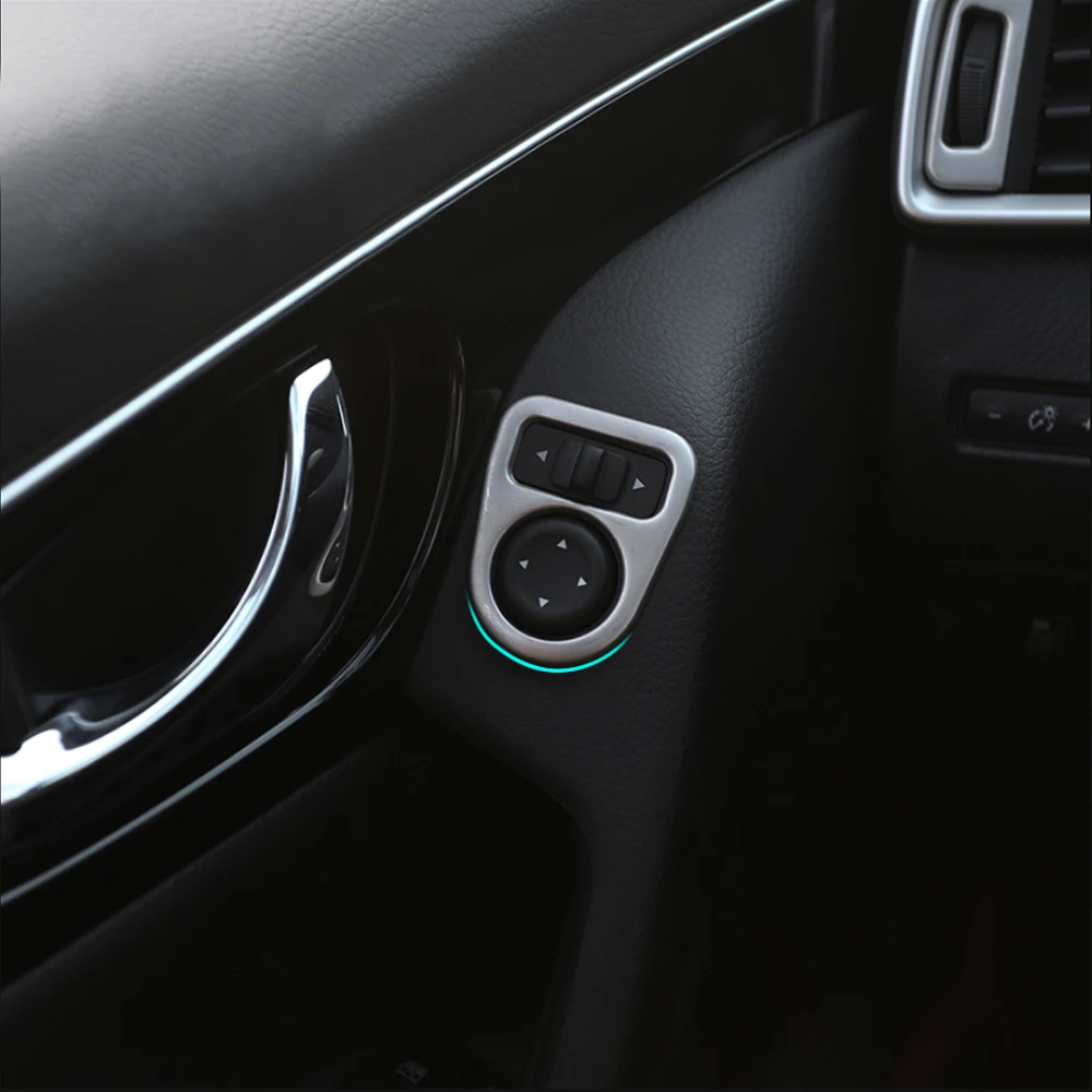

Stainless Steel Interior Rearview Rear View Mirror Adjustment Cover Trim sticker For Nissan Qashqai J11 2014- 2018