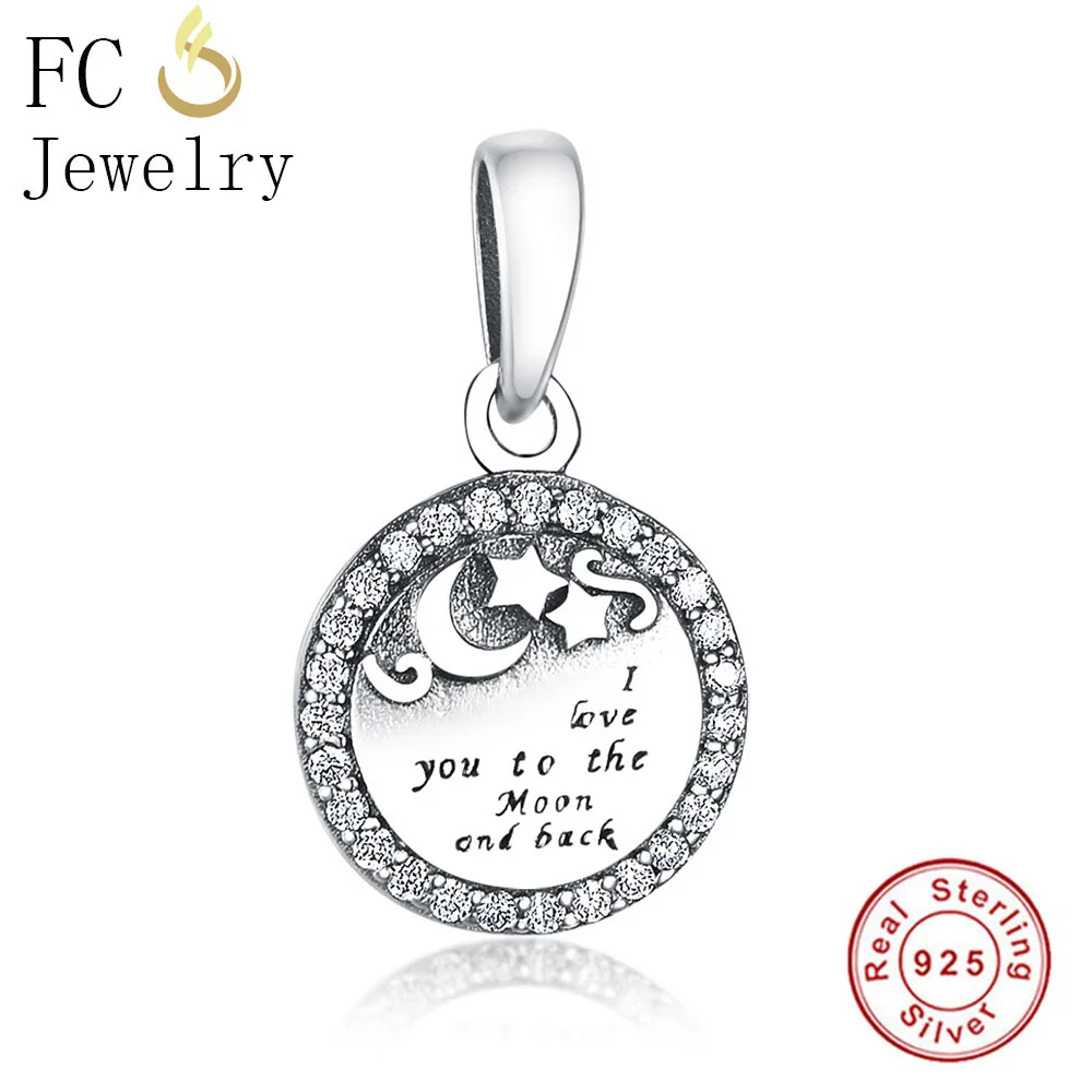 

FC Jewelry Fit Original Pandora Charm Bracelet 925 Sterling Silver I lOVE YOU TO THE MOON AND BACK Bead Pendant Making Berloque