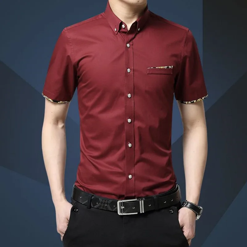 Ceny 2017 nowych moda koszula męska bawełna wysokiej jakości koszula męska na co dzień Slim z krótkim rękawem koszula społecznej męska darmowa wysyłka