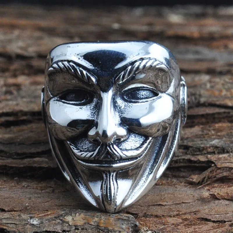Мужская маска со смайликом Evil металлическая в виде черепа кольцо из нержавеющей