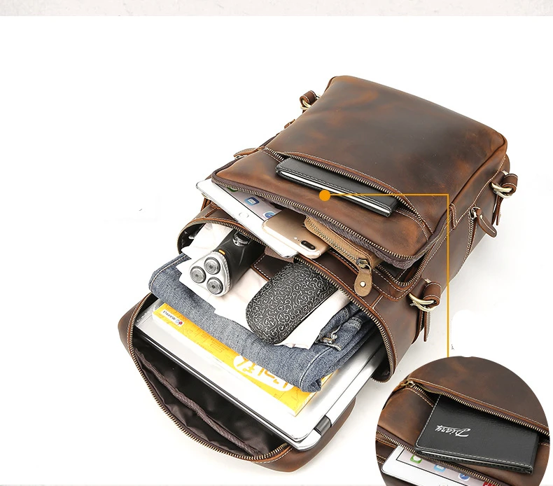 Pockets Show and Large Capacity of Leather Backpack