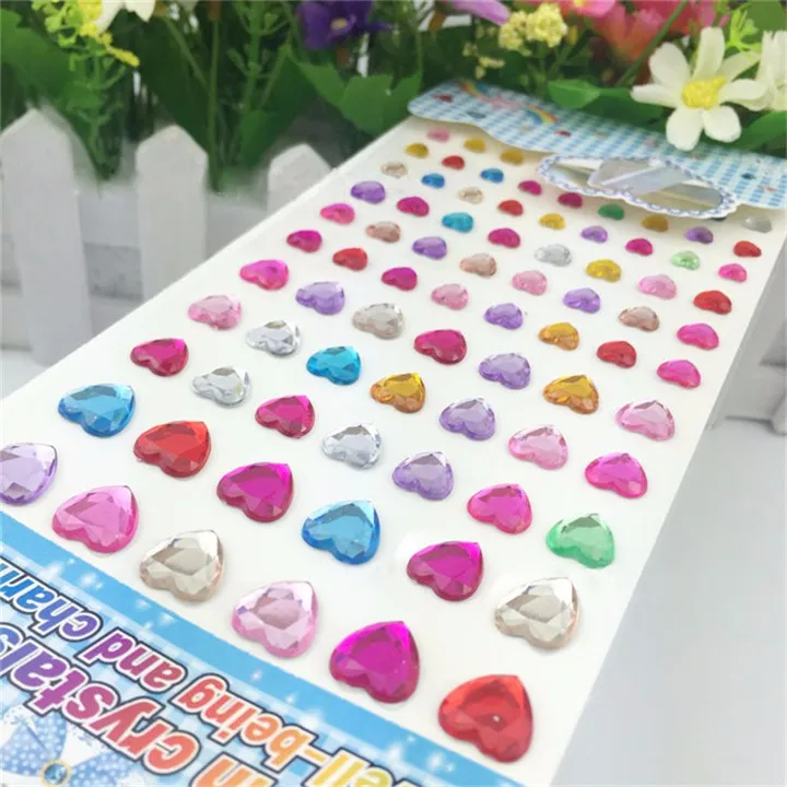 3 Heart Motif Rhinestones Flat-back Beads Sticker Phone Car Nail Rhinestones Sticker Jewelry Accessories For Diy Women