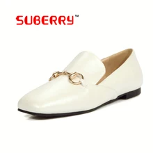 SUBERRY 2016 Newest Handmade Loafers Luxury Fashion Stress Shoes Genuine Leather Slip-On Dress Dhoes British Style Women’s Flats