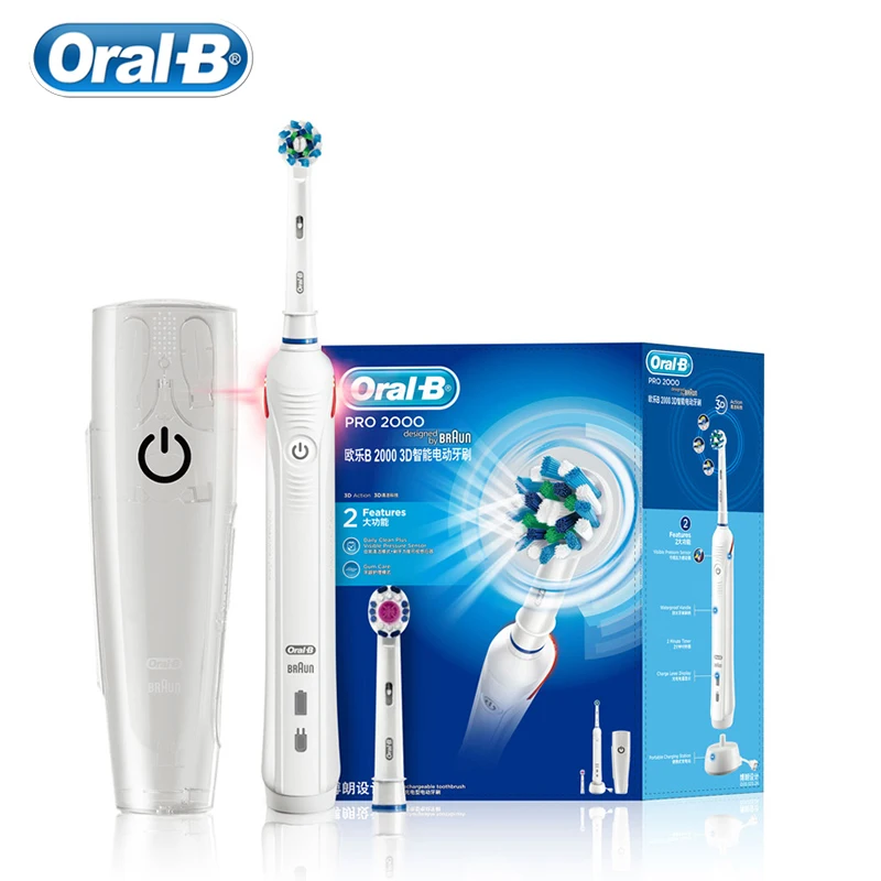 Электрическая зубная щетка Oral B Pro2000 перезаряжаемая для звуковой чистки с 2