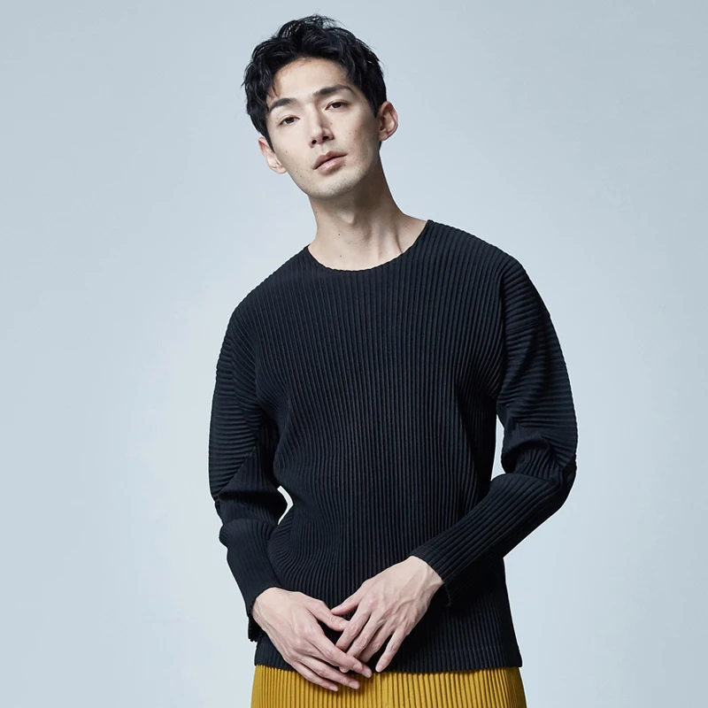 

Miyake's new clothes bottom shirt spring fashion Japanese folded long-sleeved T-shirt free shipping