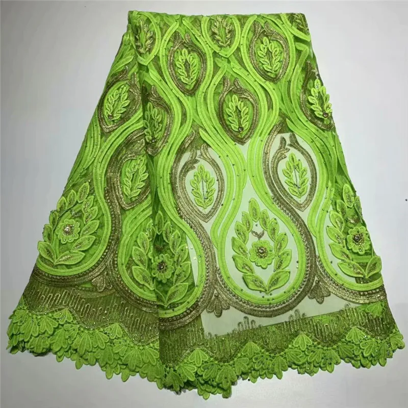 

2019 Nigerian Green Laces Fabrics African Cord Lace Fabrics High Quality Guipure Lace Mesh Cotton Material 5 Yards ZQA119-2