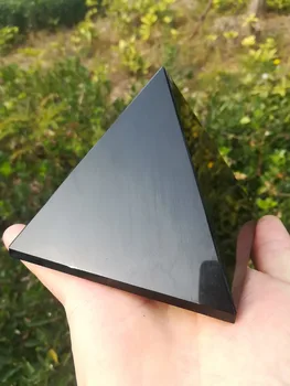 Pir mide curativa de obsidiana negra de 4 10cm punto de cristal triangular Mineral Natural