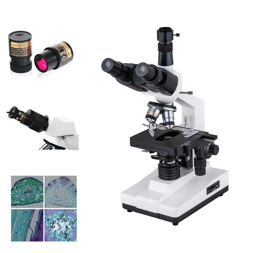 

AMDSP XP203 Trinocular Biological Microscope Educational Science Lab Microscopes with 5mp Digital Eyepiece Camera Microscopio