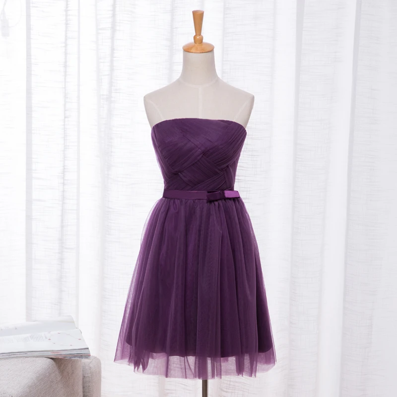 short plum bridesmaid dresses