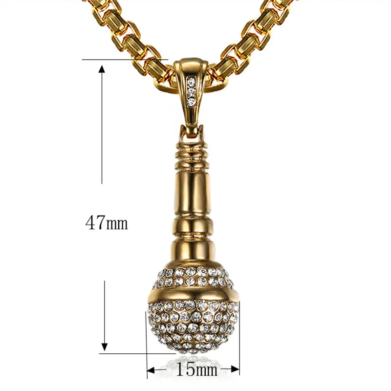 N777 хип хоп Iced Out Bling подвеска в виде микрофона ожерелья для женщин/мужчин из
