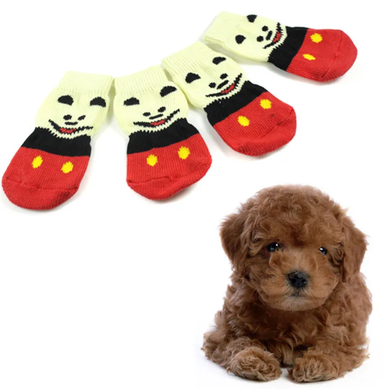 Fashion Pet Dog Indoor Cotton Anti slip Knit Weave Sock Skid Bottom