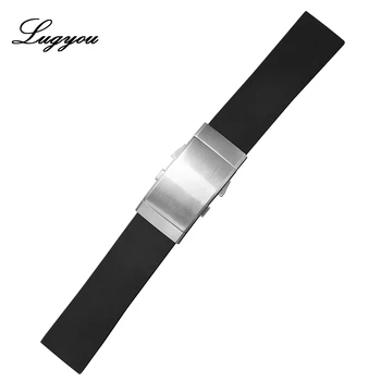 

Lugyou San Martin Watch Parts Rubber Band High-end Diving Strap Stainless Steel Folding Clasp 20mm 22mm Extention Adjustable
