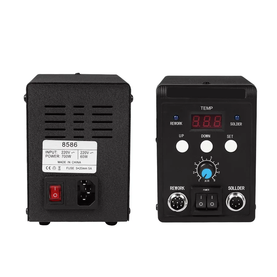 

220V 700W 8586 Heat Eletric Soldering Iron Kit Tool Lead-Free Soldering Station BGA Rework SMD Hot Air Gun Welding Tip