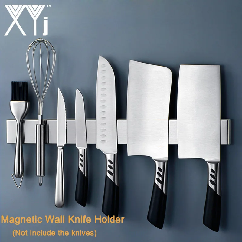 

XYj Stainless Steel Magnetic Wall Knife Holder Rest Stand for Knives Bar Storage Block Save Space Magnet Kitchen Knife Holder