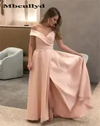 Mbcullyd розовые платья с открытым плечом длинные 2019 глубокий v-образный вырез А-силуэта вечерние платья для женщин Дешевые Большие размеры