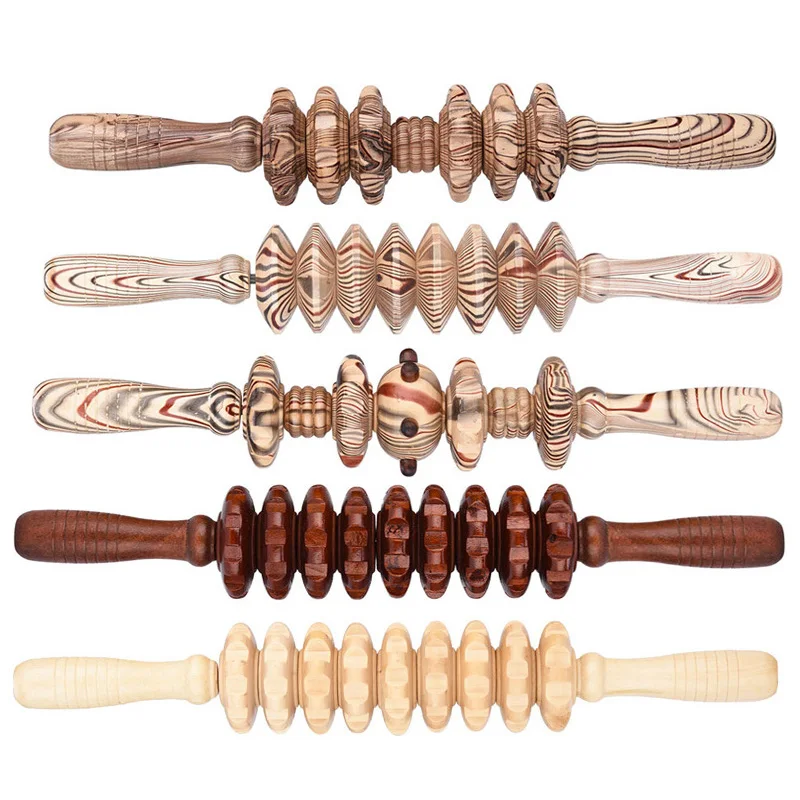 Handheld Wooden Massage Stick Wood Stick Roller Massager Promote Blood