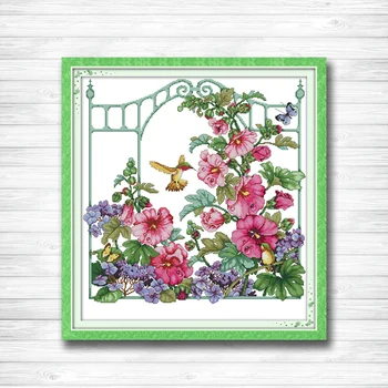 

Flower garden birds colorful Painting Counted Print on canvas DMC 14CT 11CT chinese Cross Stitch Needlework Kits Embroidery Sets